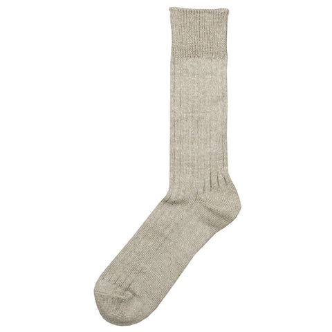 RoToTo - Linen Cotton Rib Crew Socks - Grayge