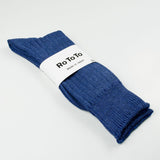 RoToTo - Linen Cotton Rib Socks - Medium Blue