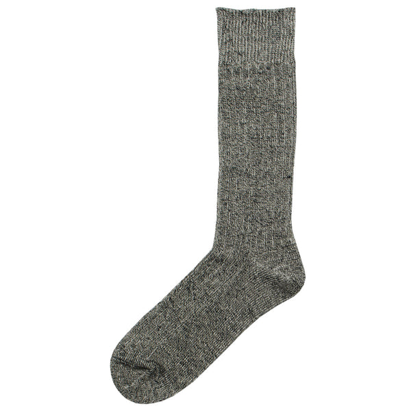 RoToTo - Linen Cotton Rib Socks - Mix Black