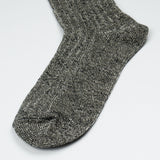 RoToTo - Linen Cotton Rib Socks - Mixed Black