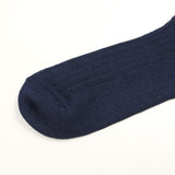 RoToTo - Linen Cotton Rib Socks - Navy