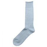RoToTo - Linen Cotton Rib Socks - Pastel Blue