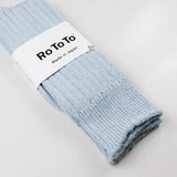 RoToTo - Linen Cotton Rib Socks - Pastel Blue