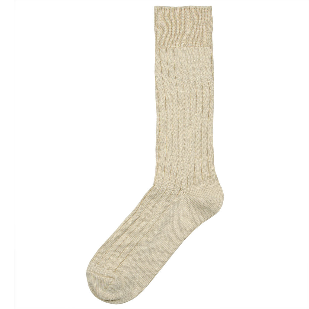 RoToTo - Linen Cotton Rib Socks - Raw Beige