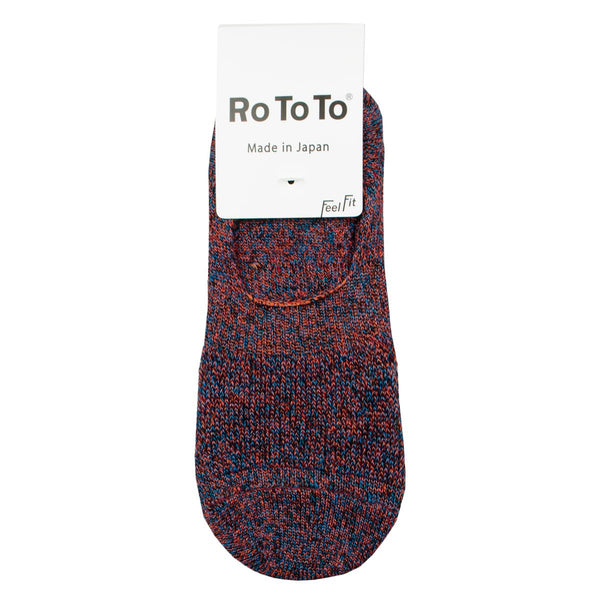 RoToTo - Low Gauge Linen Foot Cover Invisible Socks - Blue / Orange