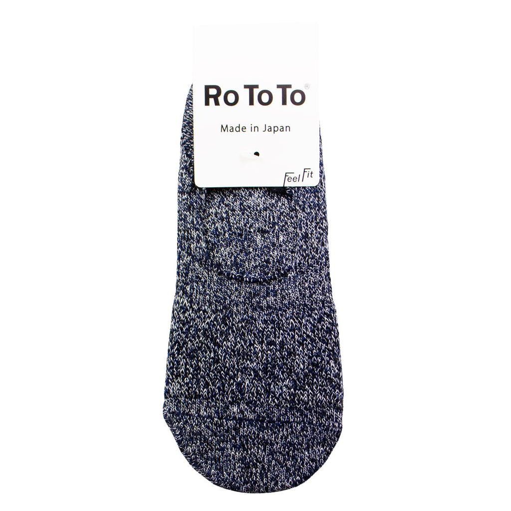 RoToTo - Low Gauge Linen Foot Cover Invisible Socks - Navy / White