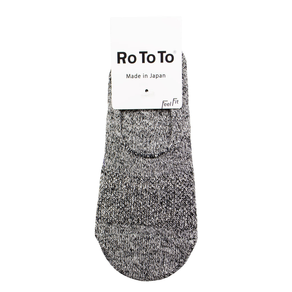 RoToTo - Low Gauge Linen Foot Cover Invisible Socks - White / Black
