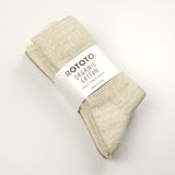 RoToTo - Organic Daily 3-Pack Ribbed Crew Socks - Ecru / Gray