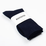 RoToTo - Recycled Cotton Ribbed Crew Socks - Navy