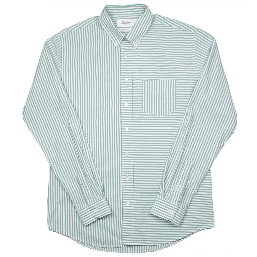 Schnayderman's - Pencil Stripe Shirt - Green & Off White