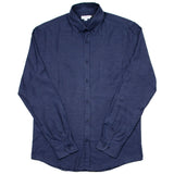 Sunspel - Button-down Flannel Shirt - Navy Melange