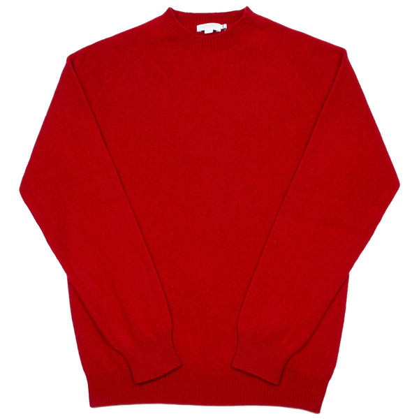 Sunspel - Lambswool Crewn Neck Sweater - Ruby Red