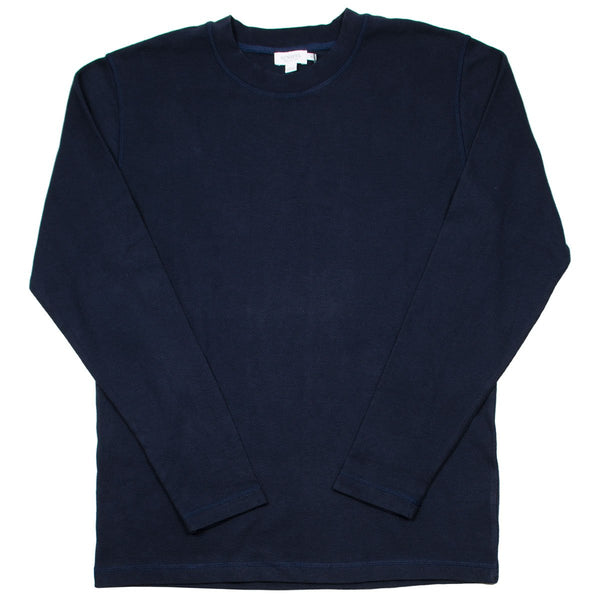 Sunspel - Long Sleeve Cellulock T-shirt - Navy