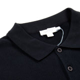 Sunspel - Long Sleeve Textured Polo - Black