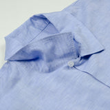 Sunspel - Short Sleeve Leisure Shirt - Blue Linen