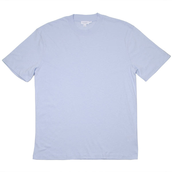 Sunspel - Short Sleeve Relaxed Slub Cotton Crew Neck T-shirt - Sky