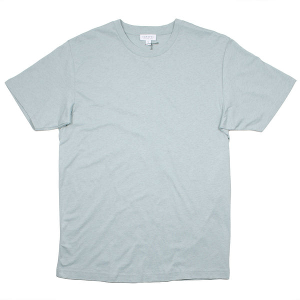 Sunspel - Short Sleeve Riviera Crew Neck T-shirt - Light Indigo Mel.