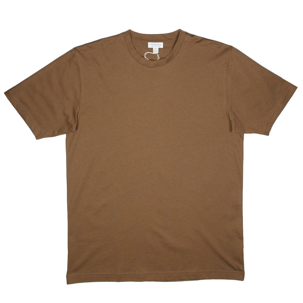 Sunspel - Short Sleeve Riviera Crew Neck T-shirt - Tobacco Melange