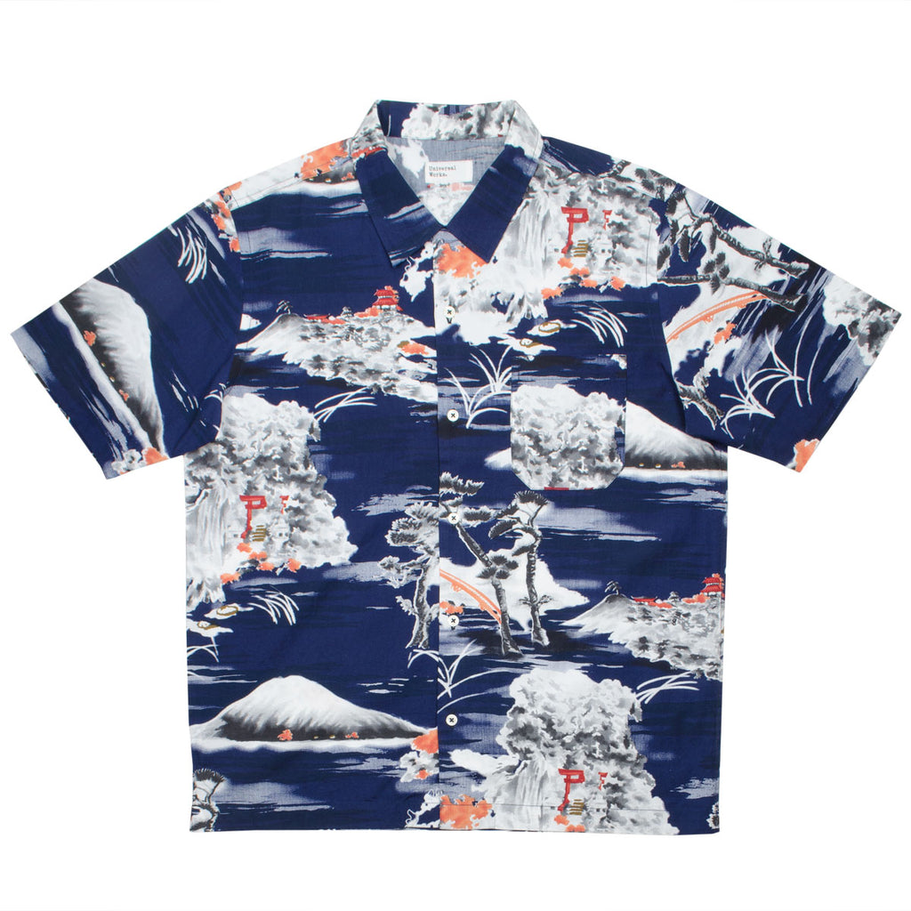 Universal Works - Road Shirt - Fuji Summer Print - Navy